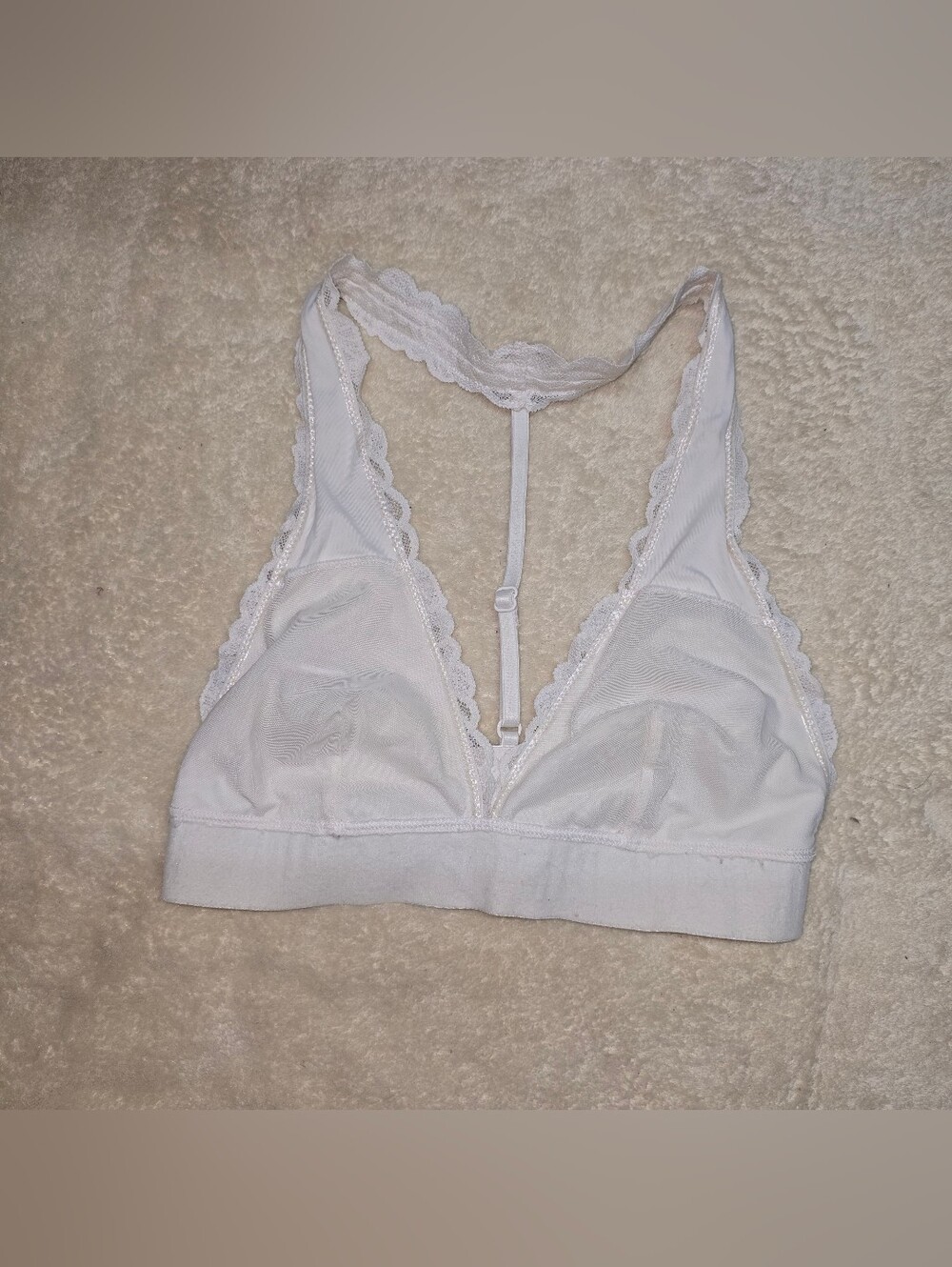 White PINK Lace Halter Bralette Sheer Mesh Cups